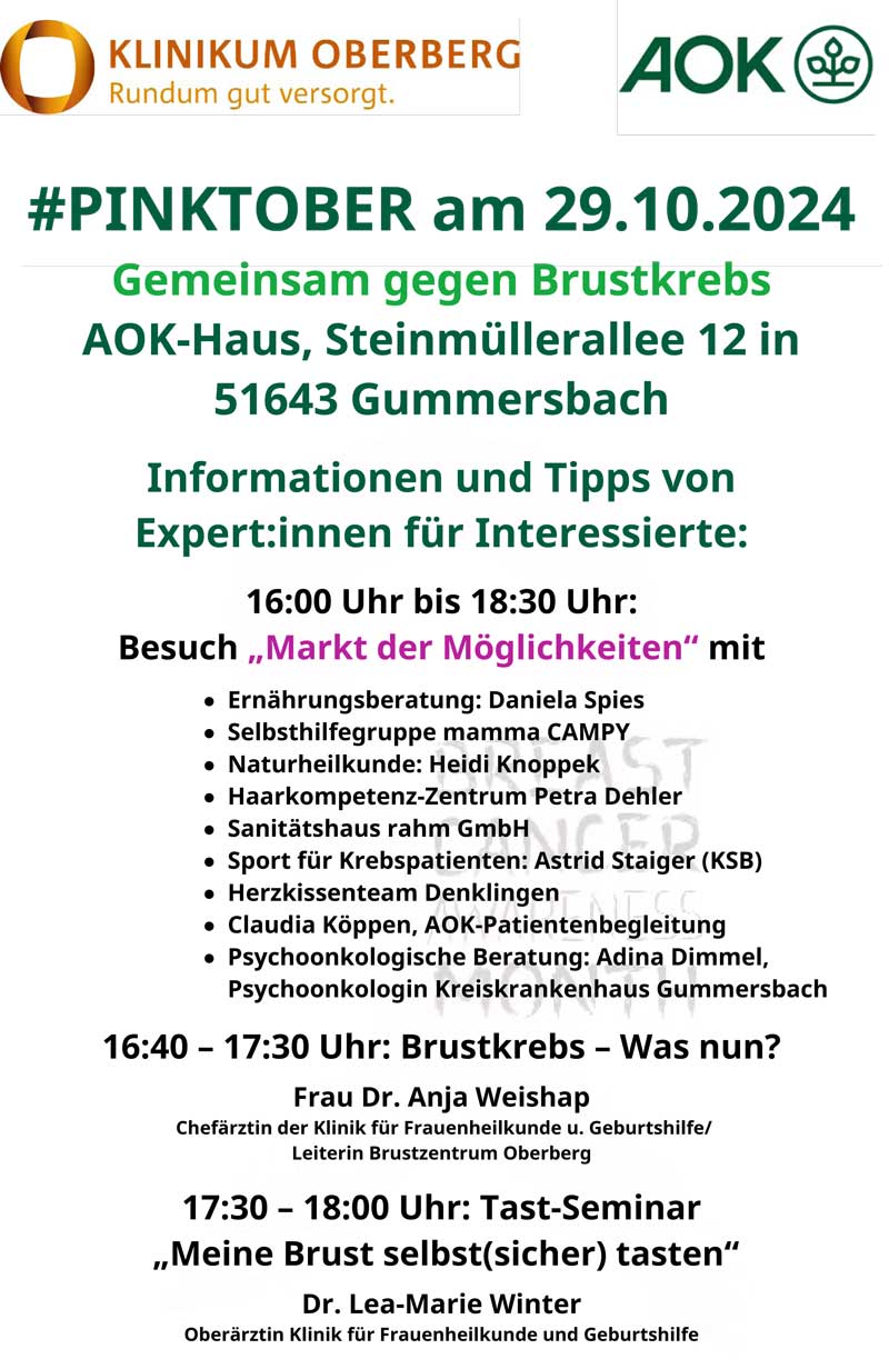 Programmflyer- Gemeinsam gegen Brustkrebs